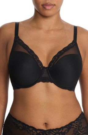 Natori Feathers Full Figure Plunge T-Shirt Bra in Black at Nordstrom, Size 38Ddd