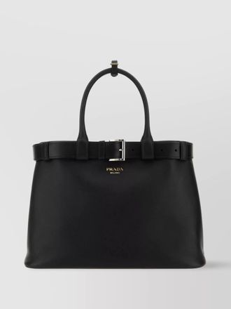 Prada buckle leather large shoulder bag