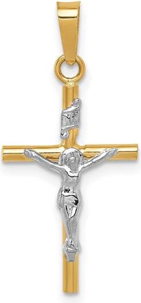 Diamond2Deal 14k Two-tone Gold INRI Crucifix Pendant