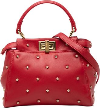 Fendi 2000-2010 Peekaboo Iconic kleine tas met kristallen ster - Rood
