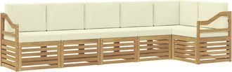 vidaXL Conjunto De Sof&aacute;s De Exterior 6 Uds. Blanco Y Crema Poli&eacute;ster Vidaxl