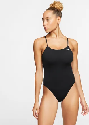 Nike Womens Swim HydraStrong Essential Cutout One Piece in Black | NESSA018-001
