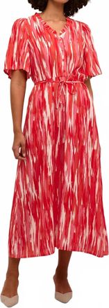 Kaffe Arina Half Sleeve V-Neck Maxi Dress In Pink