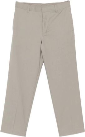 Emporio Armani Pantalon in micro-gestructureerde visgraat lichte wol - Heren - Chinos - Grijs - 3XL - Wol - Broeken