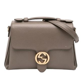 Gucci Pre-owned Handbags, female, Gray, Size: ONE SIZE Pre-owned Leather Handbag