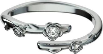 John Richmond Open Bloem Ring met Sprankelende Accenten - Dames - Ringen - Grijs - ONE Size - Accessoires