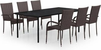 vidaXL 7 Piece Garden Dining Set Brown and Black Vidaxl
