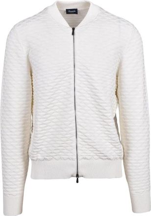 Drumohr Cotton Zip Cardigan - White