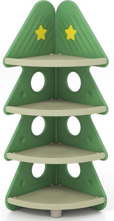 Costway 4-Tier Tree Bookshelf Kids Corner Storage with Star Stickers-Green