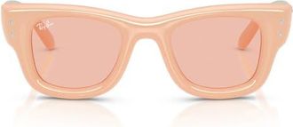 Ray-Ban Wayfarer Puffer 47mm Small Square Sunglasses in Solid Nude /Dark Pink at Nordstrom