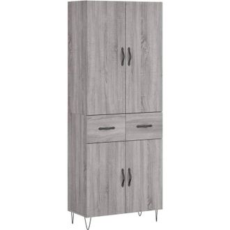 vidaXL Vidaxl - Aparador Alto Madera Contrachapada Gris Sonoma 69,5x34x180 Cm