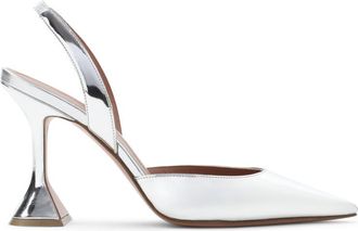Amina Muaddi Silver Slingback Pumps
