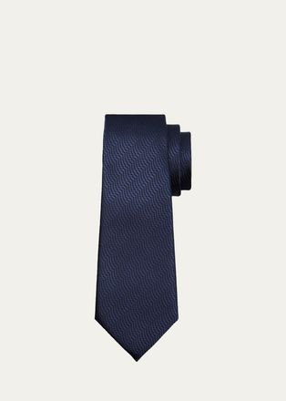 Ermenegildo Zegna Mens Abstract Jacquard Silk Tie