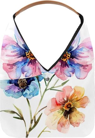 Generic Watercolor flowers (6) Reusable Lightweight Grocery Bags - Foldable Into Compact Pouch, Washable & Sturdy, Multipurpose for Shopping and Travel