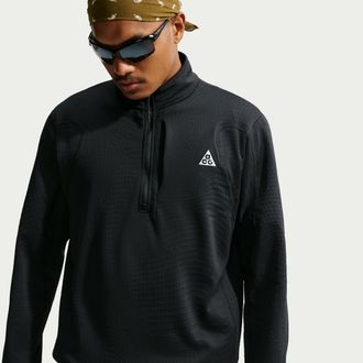 Nike Mens Nike ACG Wolf Grid Therma-FIT 1/2-Zip Hiking Top in Black | IM4233-010
