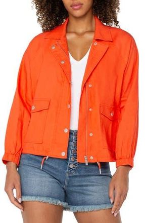 Liverpool L.A. Raglan Sleeve Linen Blend Jacket in Clementine at Nordstrom Rack, Size X-Small