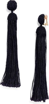Oscar De La Renta Silk Rope Tassel Clip-On Earrings in Black at Nordstrom