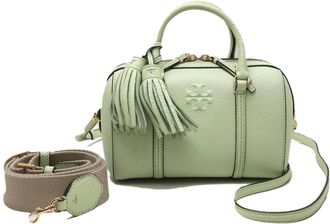 Tory Burch Green Leather Boston Bag (Pre-Owned)