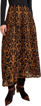 Ulla Johnson Gili Applique High Waist Midi Skirt In Saffron