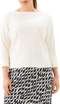 Karen Kane Ribbed Boatneck Top in Cream at Nordstrom, Size X-Large