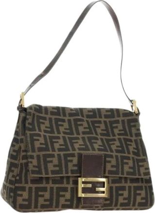 Fendi Pre-owned Vintage Zucca Schoudertas - Dames - Vintage Schoudertas - Bruin - ONE Size - Leer - Vintage