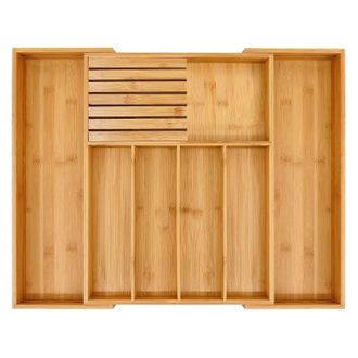 OEM Caj&oacute;n Para Cubiertos De Bamb&uacute; Para La Cocina, Soporte Extensible Y Caja Para Cubiertos Con Separador Almacenamiento Para Cubiertos De 33 A 55 Cm De Lo