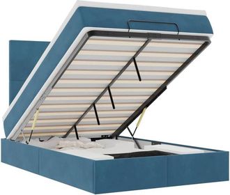 vidaXL Estructura De Cama Otomana Colchones Terciopelo Azul Oscuro Vidaxl