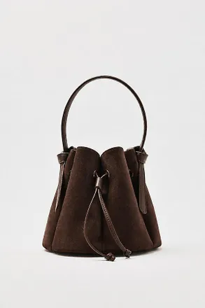 Melie Bianco Laguna Cinched Mini Faux-Suede Bucket Bag