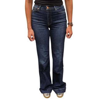 7 For All Mankind Jeans, Dames, Blauw, W32, Katoen, Modern Dojo Wide Flare Jeans