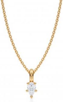 Allurez Pear Lab Diamond Prong Pendant Necklace 14K Yellow Gold (0.25ct)