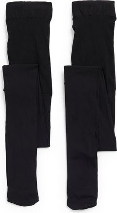 Hue Opaque Control Top Tights - Pack of 2 in Black Pack at Nordstrom Rack, Size Medium