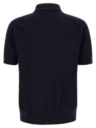 Dolce & Gabbana Logo-Embroidered Virgin Wool Polo Shirt - Navy