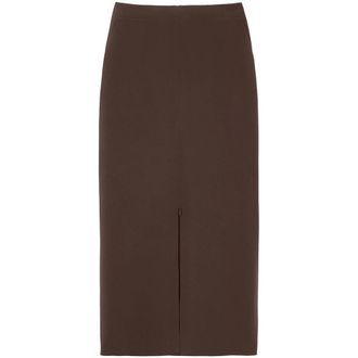 Pinko Midi Skirts, female, Brown, Size: L Brown Pencil Skirt with Slit
