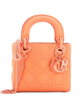 Dior Ultra Matte Lady Dior Chain Bag Cannage Quilt Calfskin Mini shoulder bag - women - Calf Leather - One Size - Orange