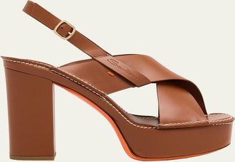 Santoni Donna Rose Platform Leather Sandals