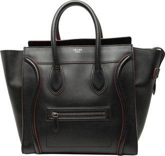 Celine Borsa tote mini in pelle di vitello liscia bicolore 2012 - Nero