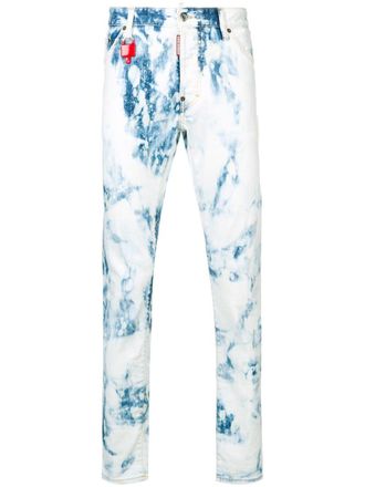 Dsquared2 bleach wash skinny trousers - men - Polyester/Spandex/Elastane/Cotton/Cotton - 50 - Blue