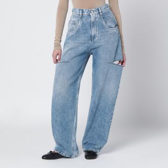 Maison Margiela Loose blue jeans with drawstrings