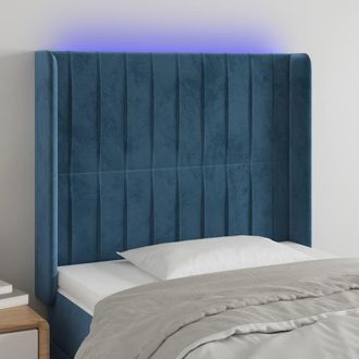 vidaXL Cabecero Con Led De Terciopelo Azul Oscuro 83x16x118/128 Cm Vidaxl