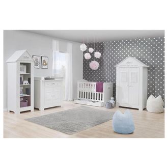 OEM Chambre Compl&egrave;te Lit B&eacute;b&eacute; - Commode &Agrave; Langer - Armoire Pinio Marsylia Mdf Blanc