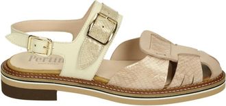 Pertini Beige Sandal Abbot Beige Dessin - Dames - Sandalen - Geel - 40 EU - Leer - Schoenen