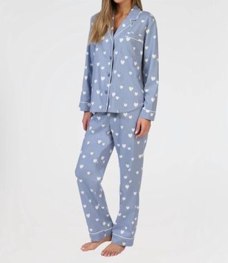 Dylan Scattered Heart Pajama Set In Blue
