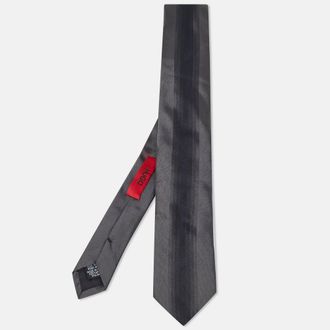 HUGO BOSS Boss By Hugo Boss Grey Striped Silk Skinny Tie