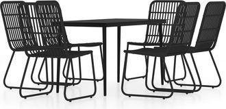 vidaXL Juego De Comedor De Jard&iacute;n 7 Piezas Negro Vidaxl