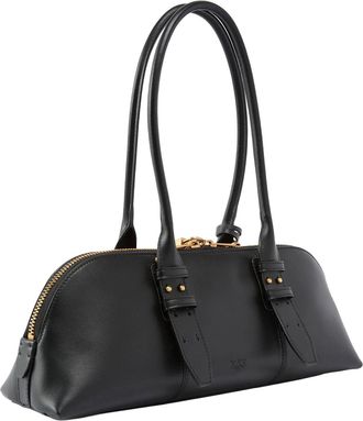 Pinko Womens Bowling Bag Escape Black-Antique Gold Shoulder Black/antique