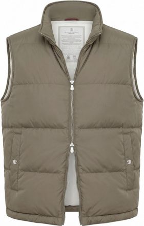 Brunello Cucinelli Lightweight Techno Down Vest With Packable Hood
