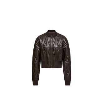 Rick Owens Moncler Geocamo Nappa Leather Bomber Jacket, Women, Brown, Size: 1