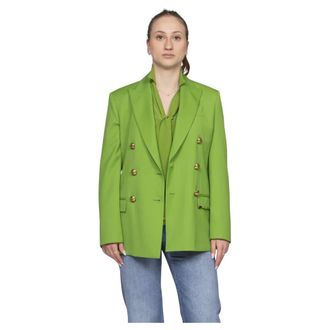 Elisabetta Franchi Blazers, female, Green, Size: S Jacket with jewel plate