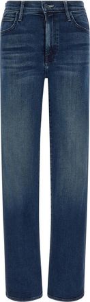 Mother Blue Straight High Rise Jeans