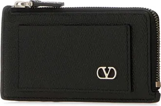 Valentino Garavani Textured Leather Wallet - Black